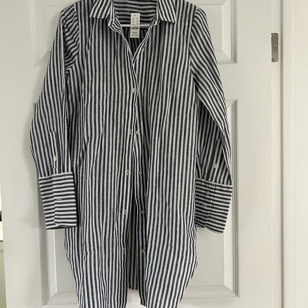 J. Crew Classic-fit beach shirt in striped linen-cotton blend